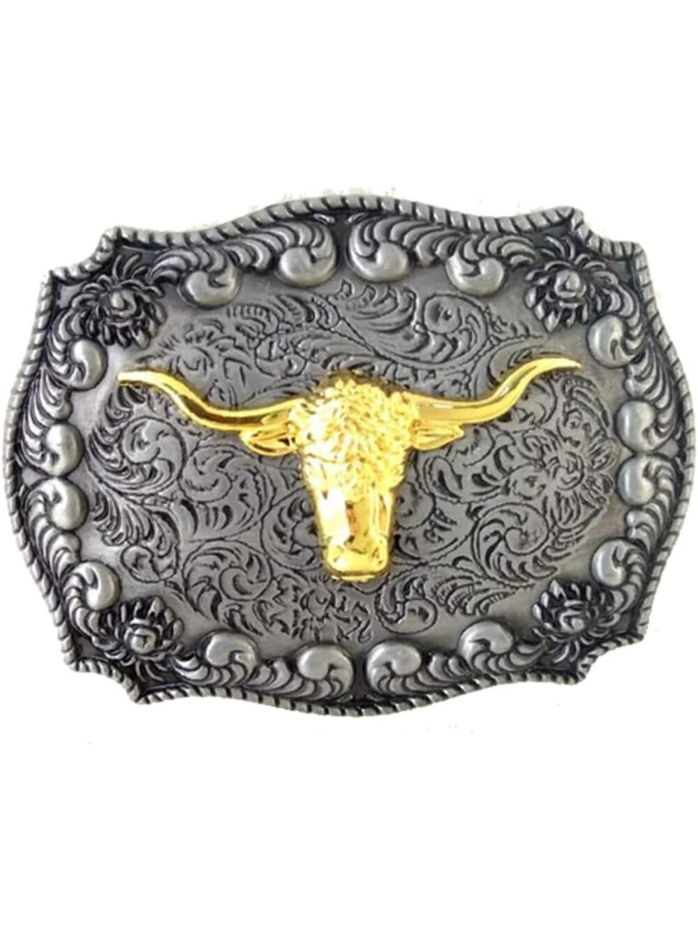 Unisex Golden Long Horn Bull Western Cowboy Belt Buckle Custom Belt Accessory